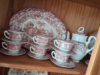 Vajilla La Cartuja Completa Porcelana Roja