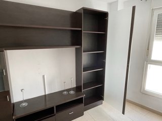 Mueble de salón modular madera y cristal