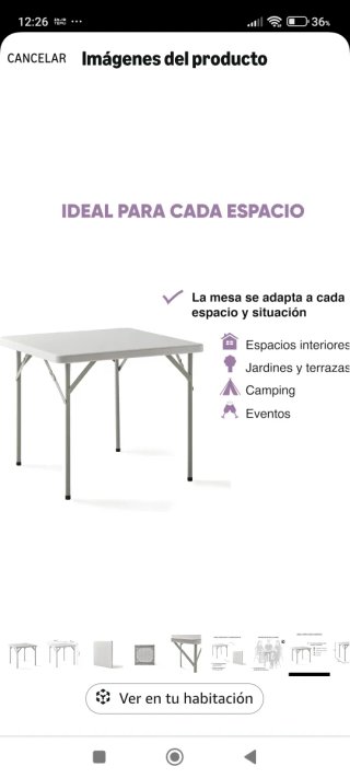 Mesa Plegable Portátil 84x84cm