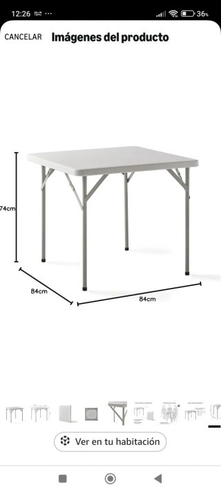 Mesa Plegable Portátil 84x84cm