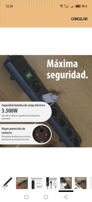 Regleta 6 Tomas con Interruptor