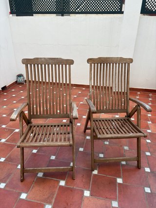 2 Sedie Lounge da Esterno in Legno e Tessuto