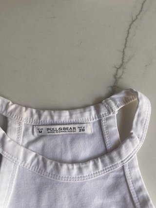 Top Pull&Bear blanco rayas laterales, talla M