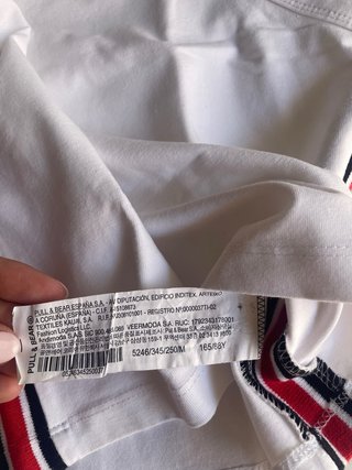 Top Pull&Bear blanco rayas laterales, talla M