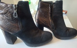 Botines serraje piel cremallera tacón 9cm