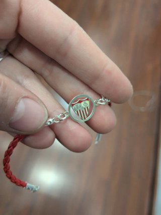 Pulsera Sevilla F.C. Plata y Cuero Cadete
