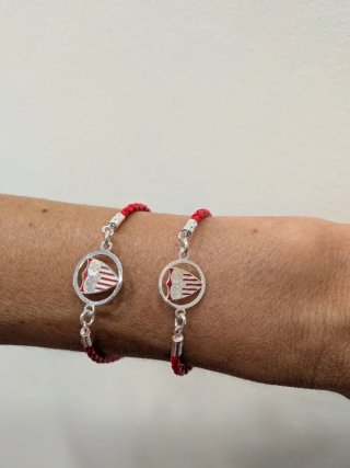 Pulsera Sevilla F.C. Plata y Cuero Cadete
