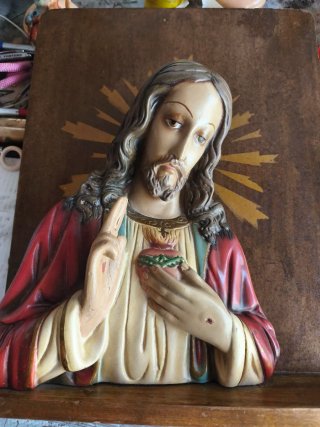 Antiguo Relieve Sagrado Corazón Jesús