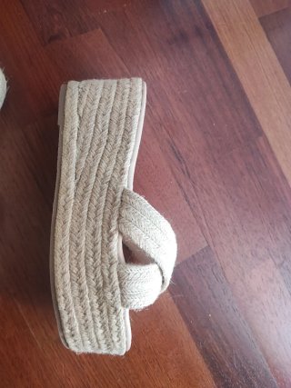 Chanclas cuña esparto beige