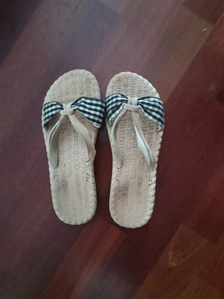 Chanclas cuña esparto beige
