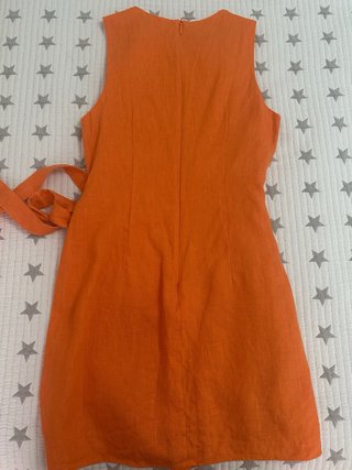 Vestido Mango Naranja Lino Talla M