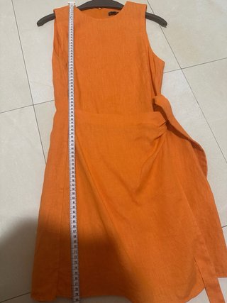 Vestido Mango Naranja Lino Talla M