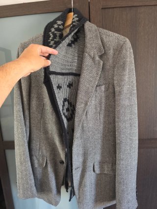 Americana tweed gris y beige