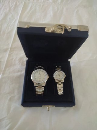 Set 2 Relojes Galizia Hombre Mujer Plata Blanco