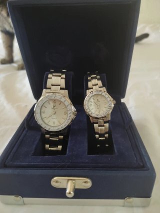 Set 2 Relojes Galizia Hombre Mujer Plata Blanco