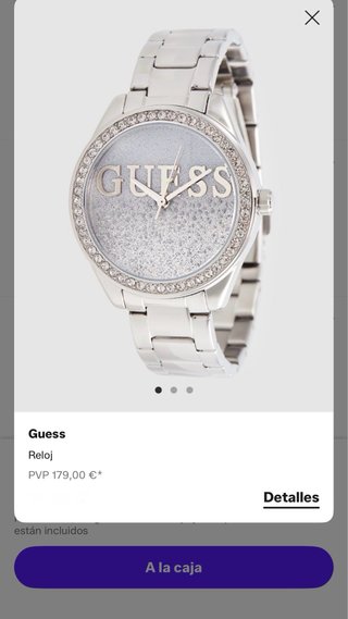 Reloj Guess plateado con brillantes