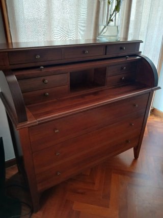 Escritorio bureau de madera de pino gallego.