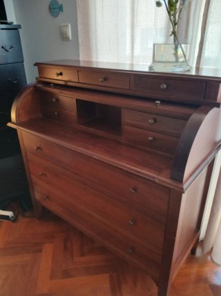 Escritorio bureau de madera de pino gallego.