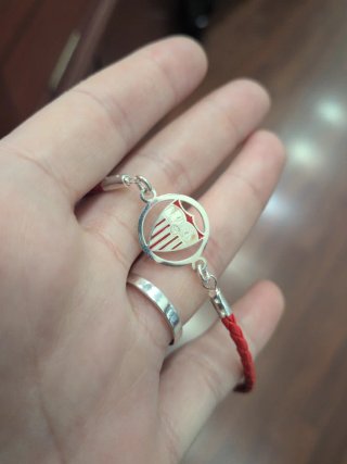 Pulsera Sevilla F.C. Plata y Cuero Roja Adulto