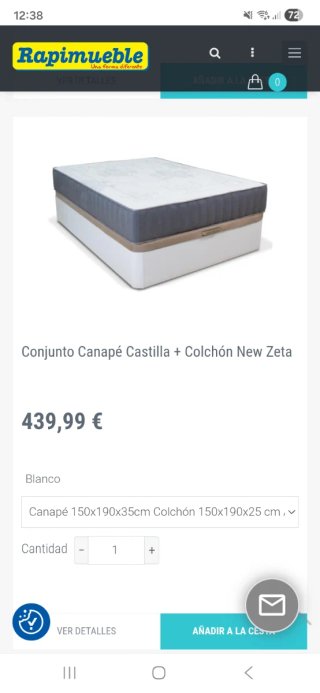Canapé 150 blanco + Colchón