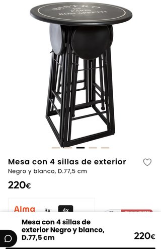 Mesa Terraza con 4 Sillas. Regalo