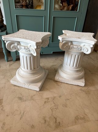 Pareja Capiteles Corintios Yeso Blanco