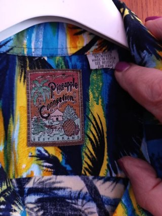 Camisa Hawaiana Palmeras Azul y Amarillo