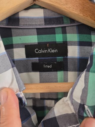 Camisa Calvin Klein cuadros azul, verde y blanco