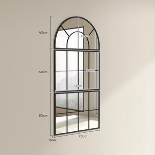 Specchio da Parete Moderno a Forma di Arco, per Camera da Letto, Ingresso e Soggiorno, 3 Ganci, 76 x 43 cm, Nero