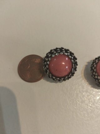 Pendientes vintage flor rosa y plata