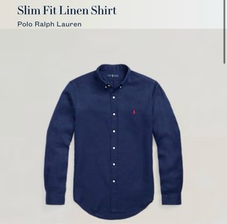 Camisa Polo Ralph Lauren Linho Azul Tamanho S