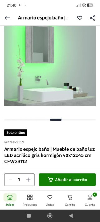 Espejo Camerino Baño Gris con Luz LED