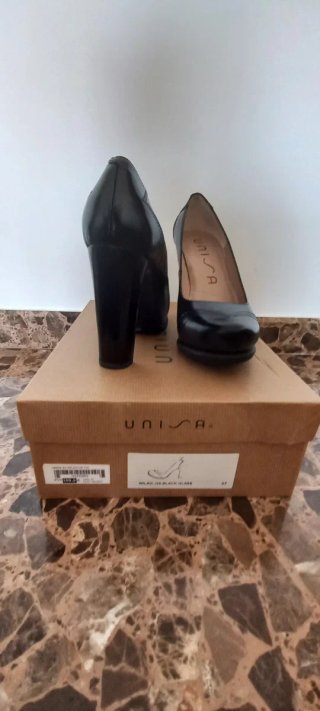 Zapatos piel Unisa Tacón, negro, Talla 37 Mujer