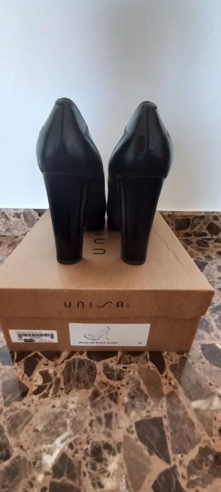 Zapatos piel Unisa Tacón, negro, Talla 37 Mujer