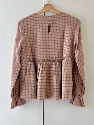 Blusa cuadros rosa y marrón