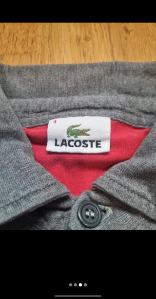Polo Lacoste Manga Larga Rayas Gris Rojo Blanco