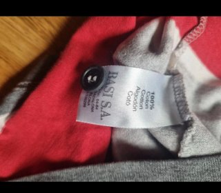 Polo Lacoste Manga Larga Rayas Gris Rojo Blanco