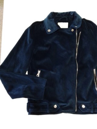 Chaqueta tacto terciopelo azul