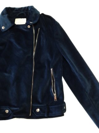 Chaqueta tacto terciopelo azul