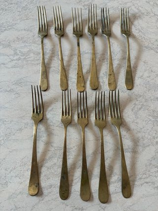 Set 10 Forchette Oro Metallo Vintage