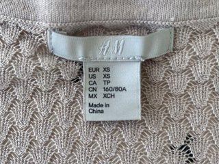 Chaqueta gris de punto calado T-XS manga francesa