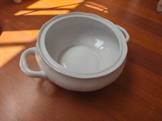 Juego Consomé Porcelana Blanca Vintage