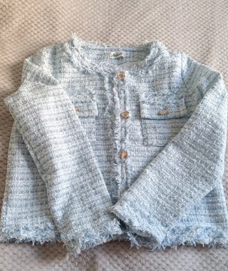 Chaqueta tweed azul celeste