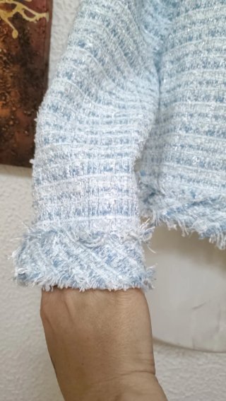 Chaqueta tweed azul celeste