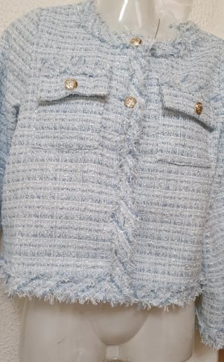 Chaqueta tweed azul celeste