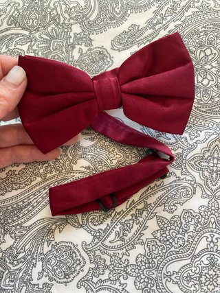 Corbata de satén roja/burdeos o pajarita