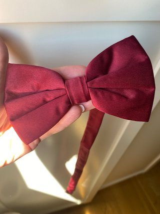 Corbata de satén roja/burdeos o pajarita