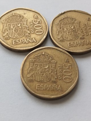3 Monedas 500 Pesetas Carlos y Sofía