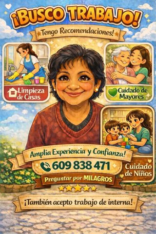 Cuidado de personas mayores y limpieza
