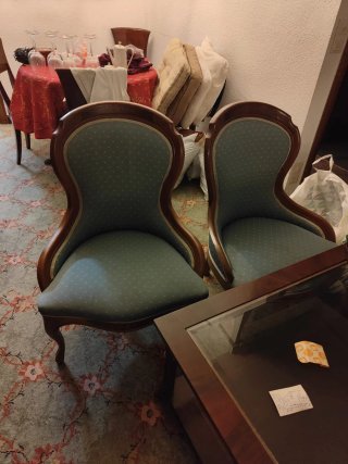 2 Sillones Madera y Tela Azul